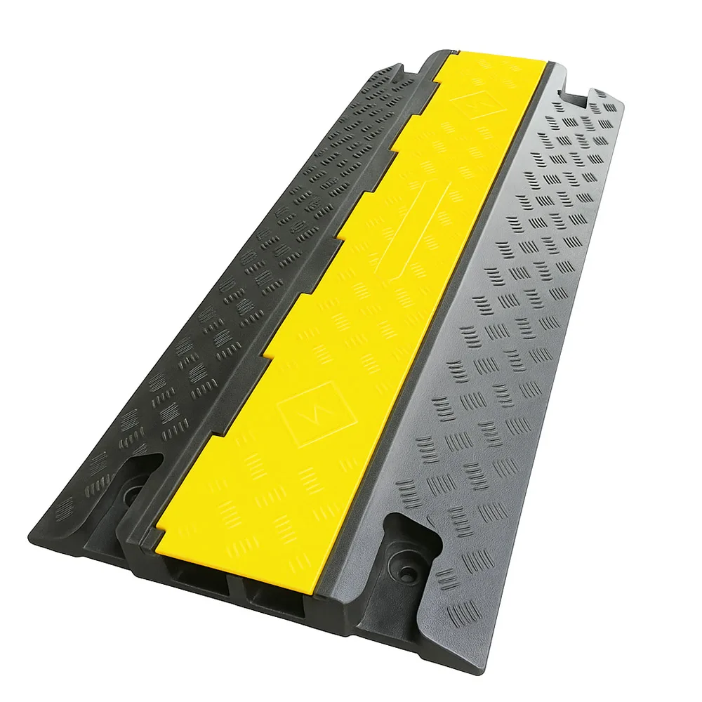 MASSCP-2-RUBBER-CABLE-PROTECTOR-1.jpg Dual Channel Rubber Cable Protector 1000mm – Heavy Duty Cable Ramp with Lid - Image 1